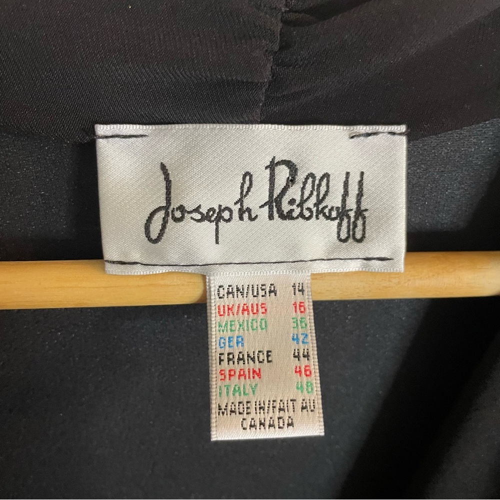 Joseph Ribkoff Black Long Sleeve Dress With Shawl Collar & Side Zipper Size 14 - Picture 2 of 9